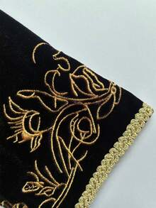 LUMIGAL Black Velvet Embroidered Lace Trim Vintage Women's Jacket - Black - View 6