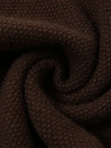 SHEIN Autumn/Winter Fashion Round Neck Long Sleeve Sweater - Coffee Brown - View 7