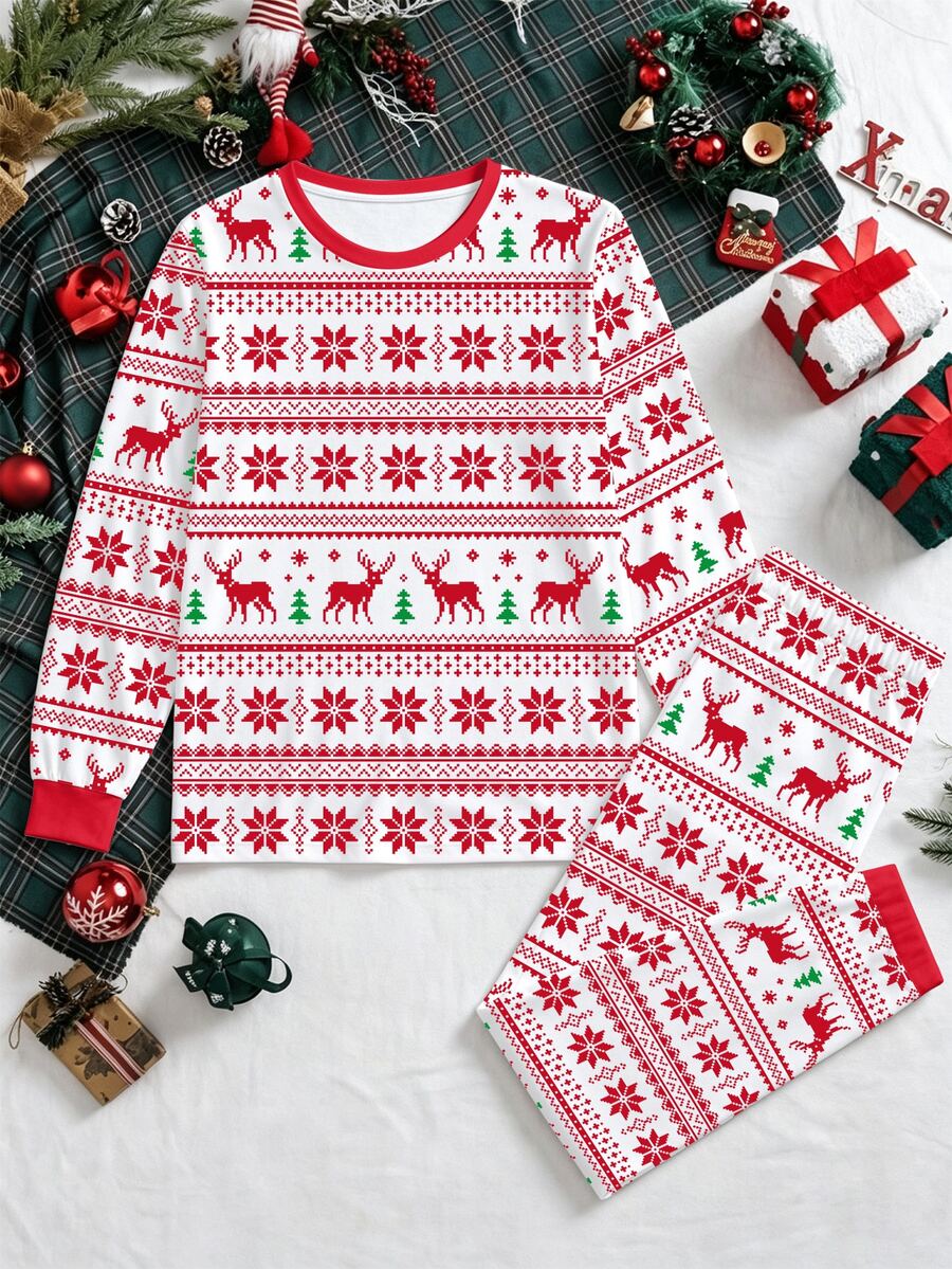 SHEIN [Excl, Baby & Kids]Men's Christmas Loungewear Set - Multicolor - View 1