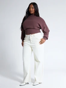 MUSERA Plus Size Brown Knit High Neck Fitted Cinched Jumper Top Fall Autumn Winter Women Outfit Day Outfit Casual - Brown - View 4