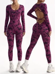 Slayform Women's Backless Casual Daily Wear Sports Jumpsuit - Red Violet - View 2
