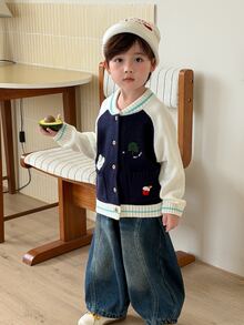 DAZY Infant (Boy) V-Neck Contrast Color Long Sleeve Autumn/Winter Cardigan - Multicolor - View 5