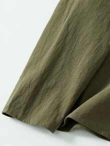 Rusticease Plus Size Minimalist Versatile Button Long Sleeve Shirt - Army Green - View 6