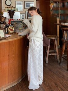 DAZY Women's Jacquard Wide Leg Loose Casual Long Pants - Beige - View 10