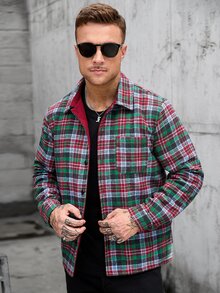 Manfinity CasualCool 男士休閒大衣，格紋布料，適合日常穿著，也是送給男友和丈夫的理想禮物 - 彩色 - 查看 5