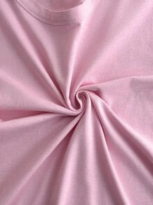 SHEIN طقم بيجامة نسائي قطعتين بلون وردي سادة، ملابس علوية بأكمام طويلة وأساور مكشكشة وبنطلون بقصة مستقيمة، ناعم ومريح وكاجوال - وردي مغبر - مشاهدة 4