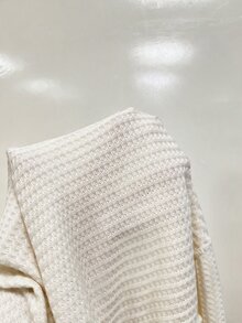 Flirla 女款休閒純色寬鬆短版V領長袖T恤 - 米色 - 查看 3