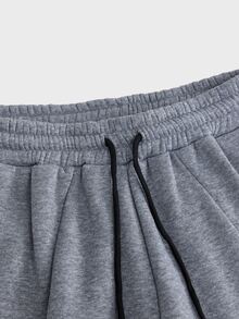 SWAVVY Men's Spring/Autumn Casual Loose Long Pants, Standard Size, Grey With Reflective Panel Patchwork - Dark Grey - View 7