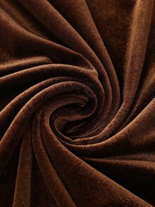 LUMIGAL Dyed Asymmetrical Shoulder Lace Long Sleeve Velvet Dress For Women - Coffee - View 6