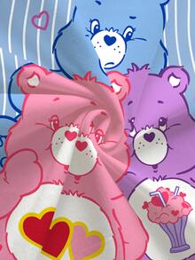 SHEIN X Care Bears 大尺碼女款字母卡通印花休閒日常短袖T恤 - 白色 - 查看 4