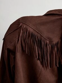 Willow Rêve Women's Floral Embroidered Pattern Casual Daily Wear Long Sleeve Jacket - Brown - View 7