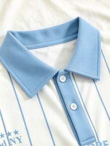 Daypath Men's Summer Casual Striped Letter Print Polo Shirt - Multicolor - View 7