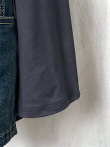 Elamini Autumn Fashion Solid Color Bell Sleeve Ruched Waist T-Shirt - Dark Grey - View 4