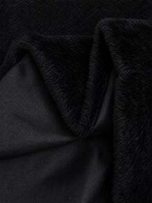 SHEIN Teen Girl Minimalist Faux Fur Jacket, Suitable For Party And Outdoor Wear, Autumn/Winter - Black - View 8
