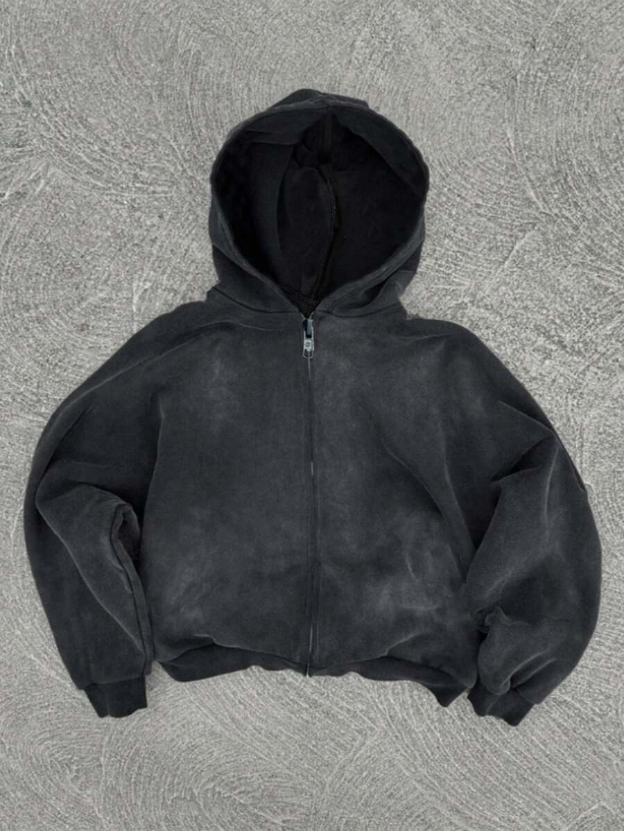 SHEIN 小男孩雪花圖案剪影運動衫,休閒學院風,舒適時尚極簡百搭柔軟面料,適合日常穿著、上學、旅行、戶外運動,四季皆宜 - 黑色 - 查看 1