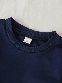 Fashionable Embroidered Ruffle Hem Printed Sweatshirt, Girls White Bow Decor Top, Autumn Baby Lace Ruffle Long Sleeve Sweet Children's Sweatshirt, Autumn/Winter Style - Navy Blue - View 7
