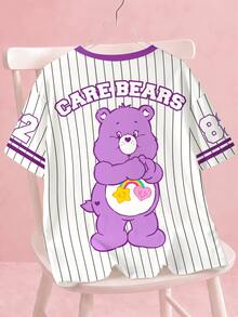 SHEIN X Care Bears 大尺碼女款字母卡通印花休閒日常短袖T恤 - 白色 - 查看 2