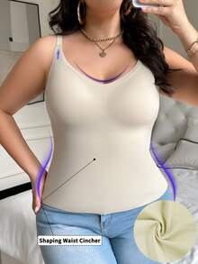 SHEIN 1 buah Kaos Dalam Minimalis Kasual Tanpa Jahitan Ukuran Besar - Aprikot - View 1