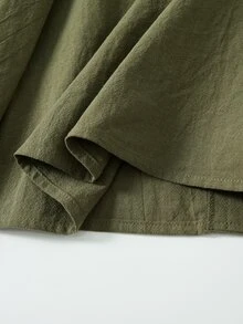 Rusticease Plus Size Minimalist Versatile Button Long Sleeve Shirt - Army Green - View 8