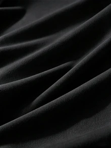 Resyla Asymmetrical Hem Round Neck Fitted Top With Attached Sleeves - Black - View 5