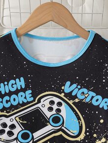 Boys' Casual 2-Piece Set Long Sleeve Top And Pants, Slim Fit, New Arrival Popular Element English Game Console Cool Graphic Print, Suitable For Boys' Home Wear Set - Multicolor - View 4