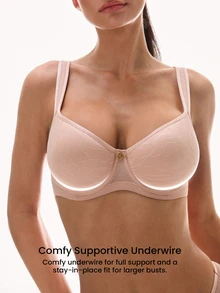LUVLETTE Dream Curve Air Full Coverage Minimizer  Seamless No Show Breathable Mesh Ultra-Light Summer Embossed Rose Sandwich Spacer Cup Support Bra - Rusty Rose - View 6