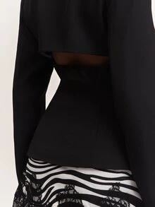 SHEIN BAE Women's Mesh Patchwork Casual Daily Blazer Jacket - Black - View 2