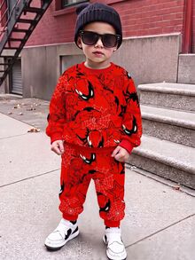 Young Boys Loose Fit Casual Comfortable Long Sleeve Sweatshirt And Pants 2 Pieces Set, Suitable For Autumn/Winter - Multicolor - View 6