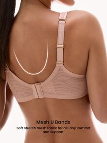 LUVLETTE Dream Curve Air Full Coverage Minimizer  Seamless No Show Breathable Mesh Ultra-Light Summer Embossed Rose Sandwich Spacer Cup Support Bra - Rusty Rose - View 5