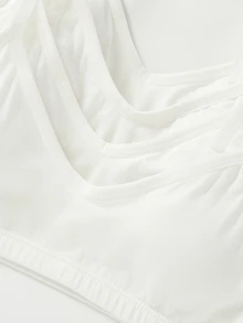 4pcs Girls' Bra Set, Traceable Cotton, Student Wear, Removable Cups, White - White - View 6