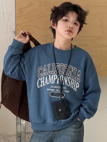 DAZY Boys (Big) Loose Casual Crew Neck Pullover Letter Print Sweatshirt, Autumn/Winter - Blue - View 3