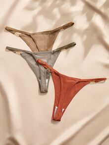 Snug Zone 女款金屬環休閒丁字褲 (3入組) - 彩色 - 查看 2