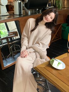 DAZY Women's Vacation Style Sweater 2 Pieces Set - Apricot - View 6