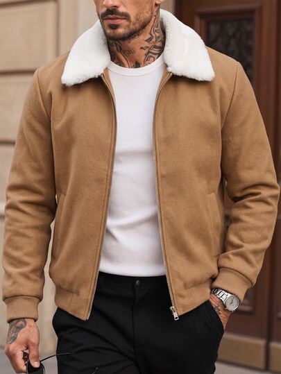 Manfinity Homme Men's Colorblock Casual Daily Long Sleeve Overcoat