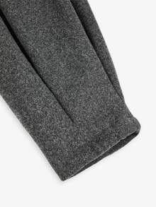Sweetra Plus Size Ruffle Patchwork Petal Sleeve Stand Collar Wool Blend Winter - Dark Grey - View 4