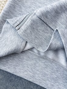 Tween女孩休閒運動灰色小馬刺繡裝飾連帽開襟衛衣，秋冬款 - 灰色 - 查看 5