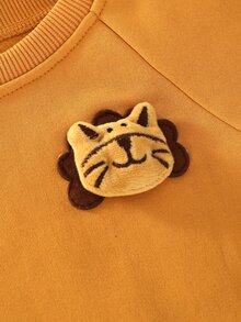 SHEIN Baby Boy Cartoon 3D Animal Graphic Knit Soft Crew Neck Long Sleeve Pullover Sweatshirt - Yellow - View 6