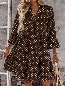 EMERY ROSE Casual Retro Polka Dot Print Plus Size Dress - Multicolor - View 7