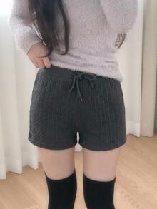 DAZY Women's Korean Style Fashion Drawstring Waist Shorts For Vacation And Dating - Dark Grey - View 1