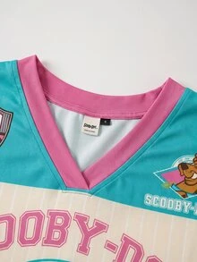 SCOOBY-DOO X SHEIN 女款可愛卡通印花短袖T恤 - 綠色 - 查看 5