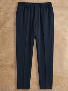 COMVAIL Men's Plus Size Casual Versatile Solid Color Dress Pants - Navy Blue - View 1