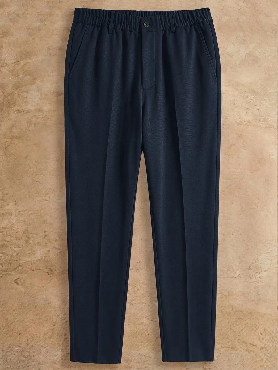COMVAIL Men's Plus Size Casual Versatile Solid Color Dress Pants - Navy Blue - View 1
