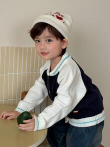 DAZY Infant (Boy) V-Neck Contrast Color Long Sleeve Autumn/Winter Cardigan - Multicolor - View 2