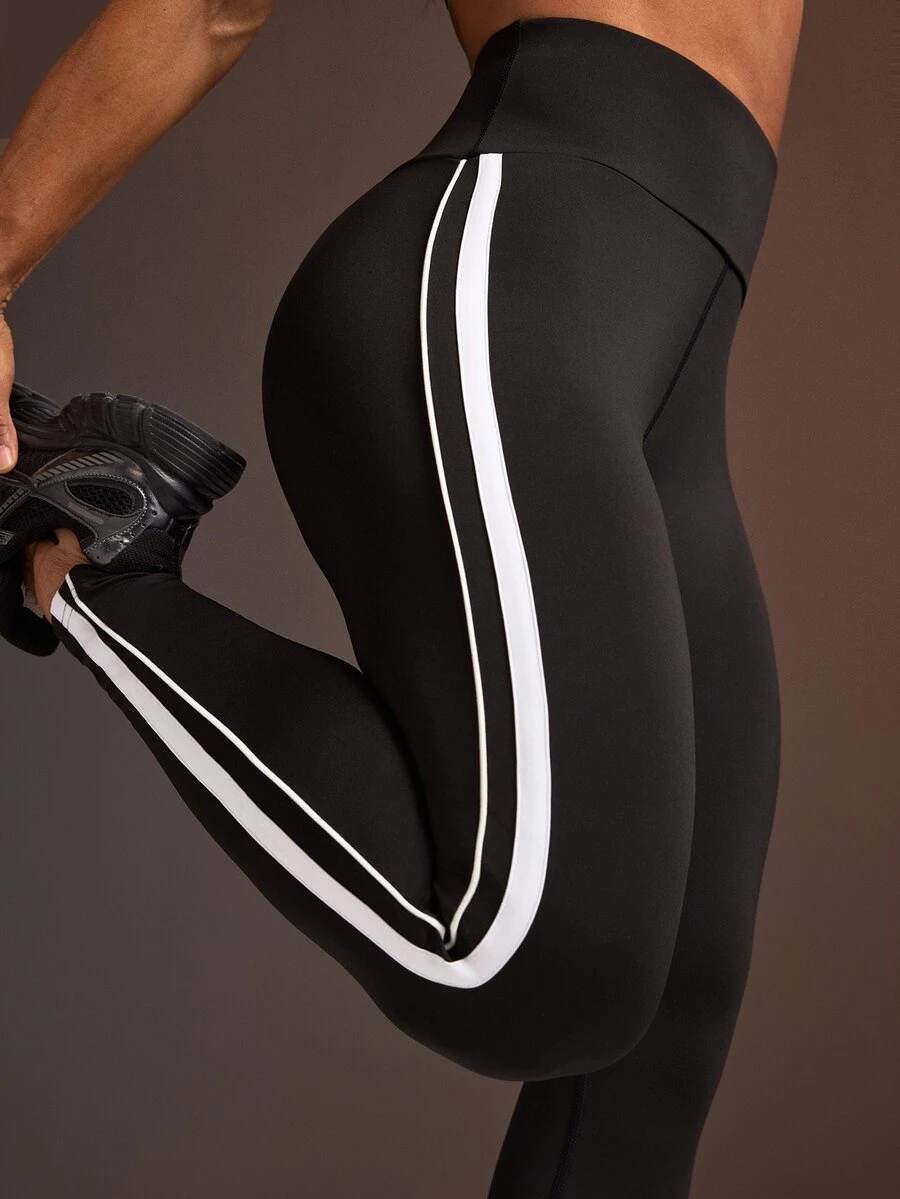 Powerista Women's Colorblock Casual Daily Wear Sports Tight Leggings - Black - View 1