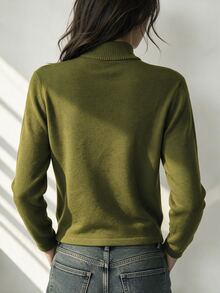 SHEIN Women's Double-Breasted Casual Versatile Daily Wear Cardigan - Olive Green - View 2