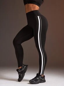 Powerista Women's Colorblock Casual Daily Wear Sports Tight Leggings - Black - View 4