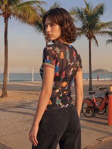 CAJUNI Women's All-Over Print Casual Daily Short Sleeve Top - Multicolor - View 2