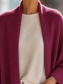 SHEIN Women's Solid Color Casual Versatile Daily Wear Cardigan - Red Violet - View 5
