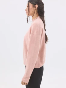 KÆRIA Hus Roll Neck Jumper - Refined Wool Blend Knit - Powder Pink - Relaxed Fit, Minimalist, Layering, Polished - Pink - View 1