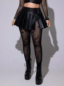 Whyspr Women's Plus Size Bat Pattern Fishnet Sexy Leggings - Black - View 4